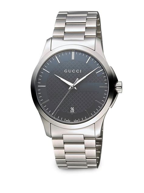 gucci g-timeless mens stainless steel diamond-set bracelet watch|Gucci clock stainless steel.